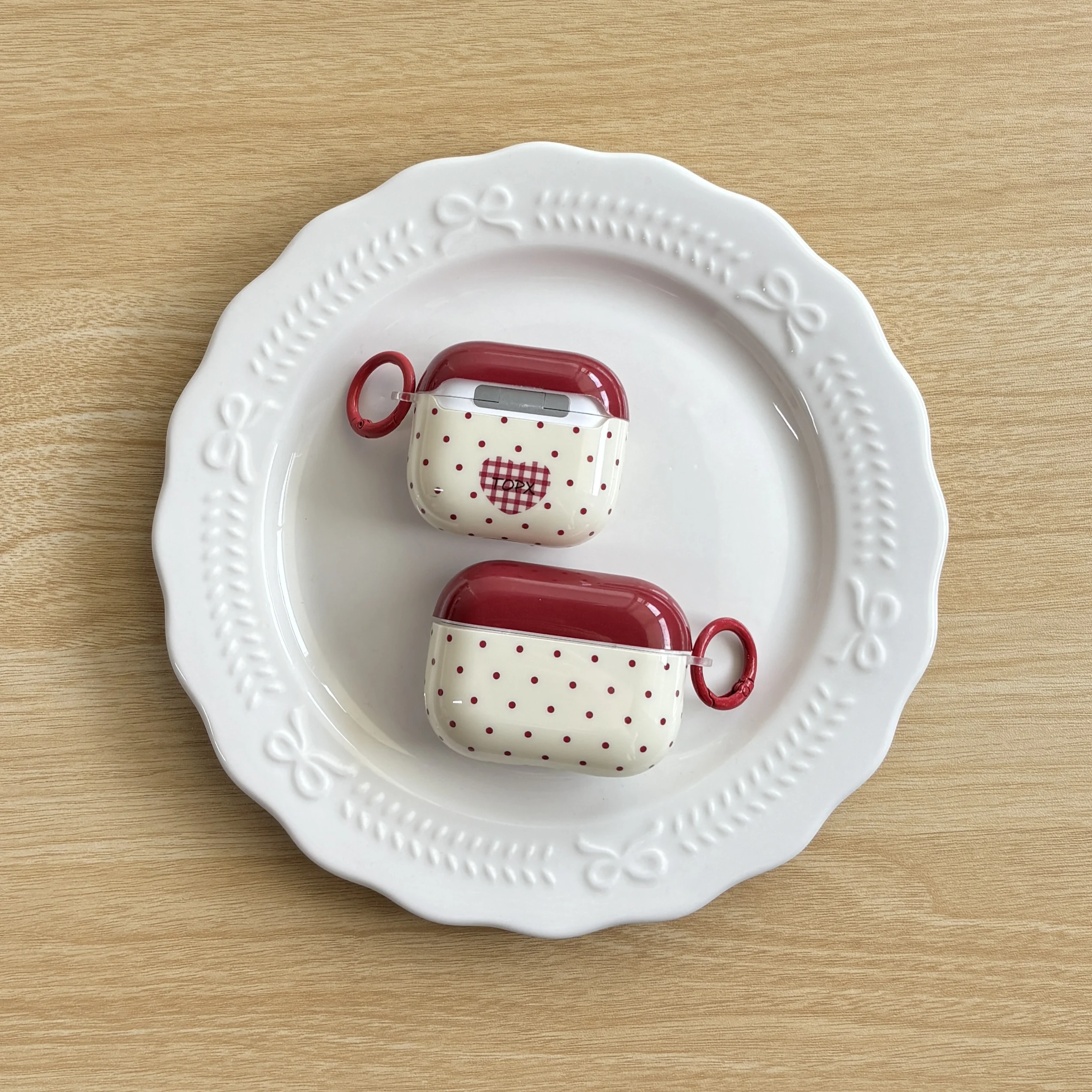 Plaid Heart Pattern Protective Case with Ring