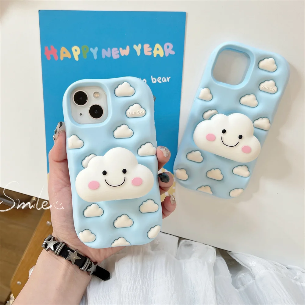 Cute 3D Cloud Phone Case With Stand