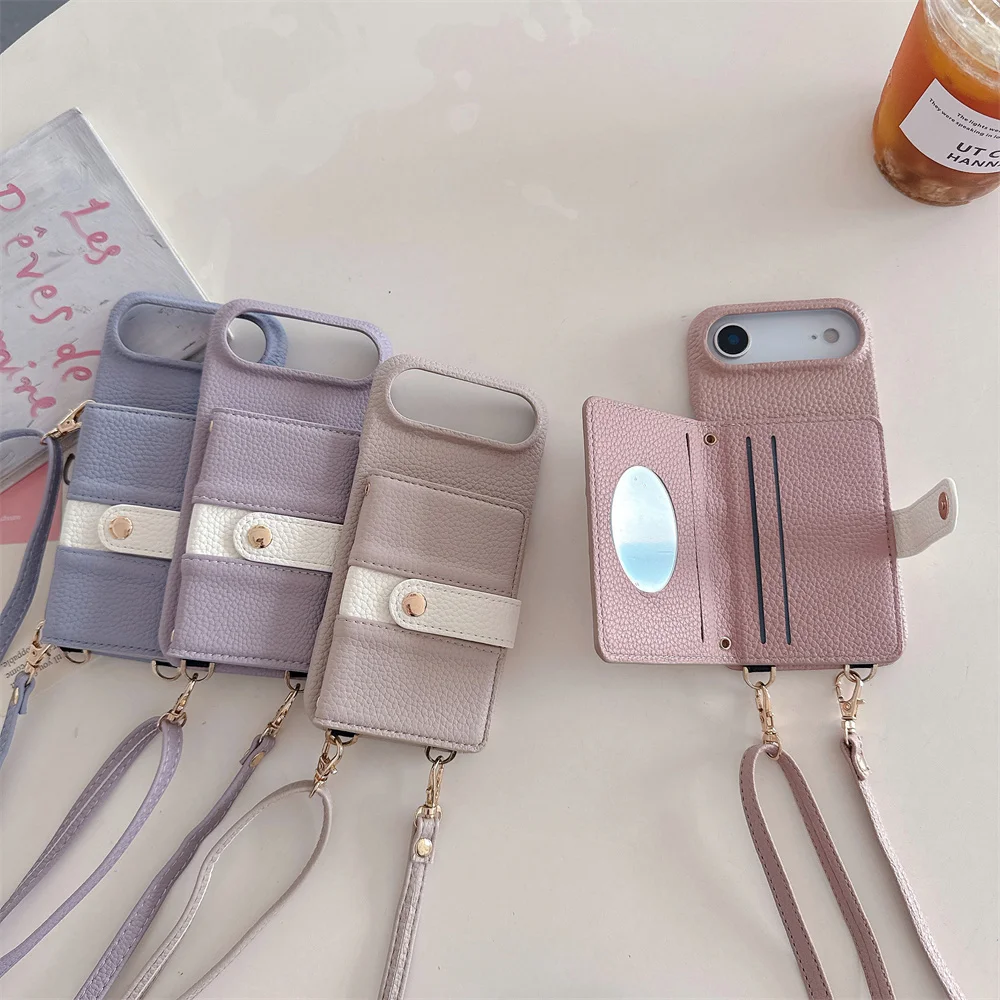 Crossbody Lanyard Mirror Leather Phone Case for IPhone