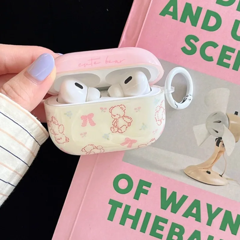 Small Pink Bowknot Flowers Earphone Protective Case