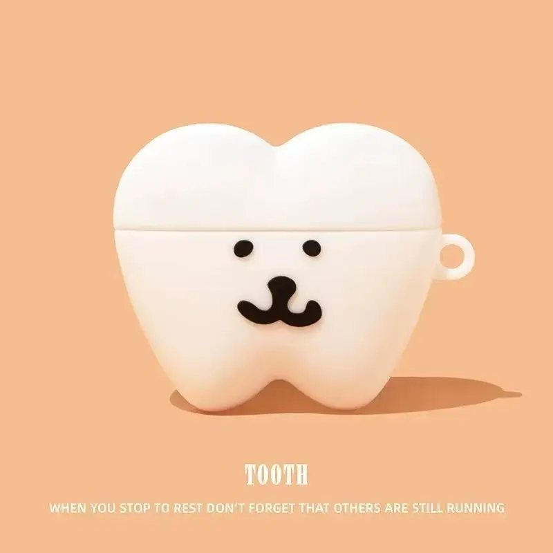 3D Tooth Earphone Case Shell with Ring Design