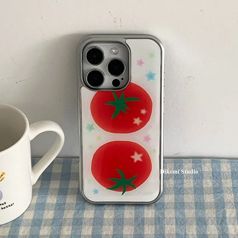 Ins Niche Retro Cute Tomato Star Phone Case for iPhone
