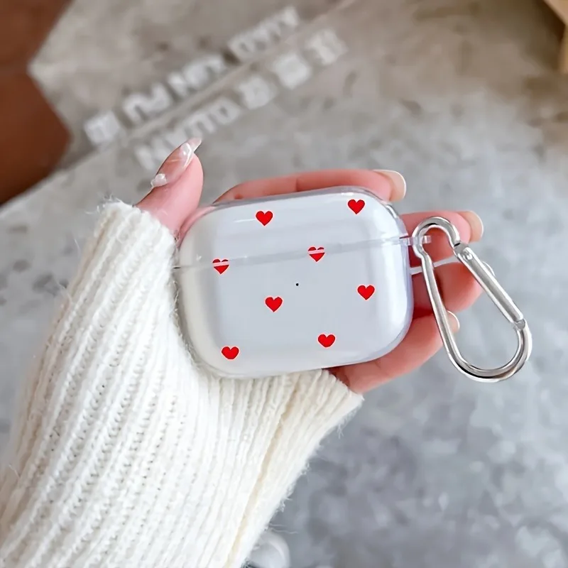 Simple Red Love Heart Earphone Case For Airpods