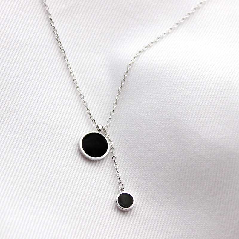 925 Sterling Silver Black Circle Necklace