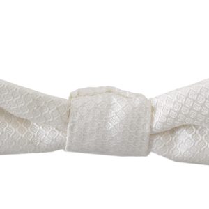 White 100% Silk Slim Adjustable Neck Papillon Men Tie