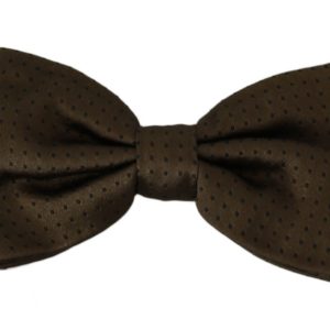 Brown Polka Dots Silk Adjustable Neck Papillon Men Bow Tie