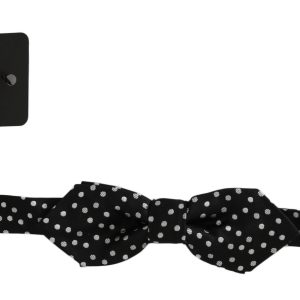 Black Polka Dots Silk Adjustable Neck Papillon Men Bow Tie