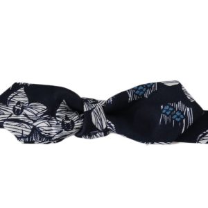 Navy Blue Floral Slim Adjustable Neck Papillon Men  Bow Tie