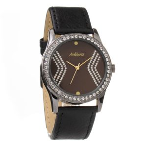 Black Leather Dress Watch