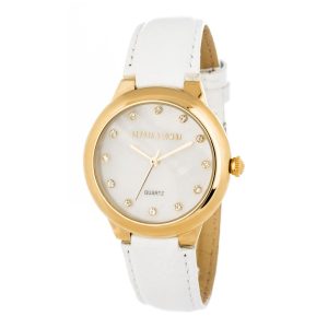 White Leather Dress Watch