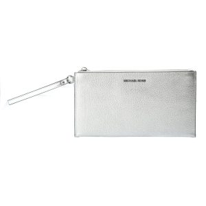 Gray Leather Clutch Bag