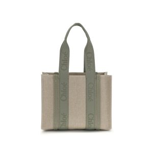 Beige Linen Shoulder Bag