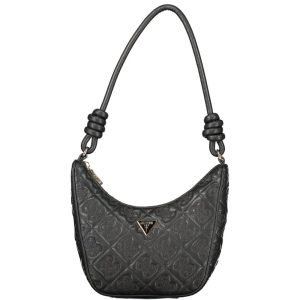 Black Polyurethane Women Handbag