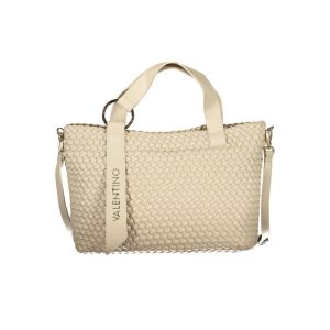 Beige Polyurethane Women Handbag