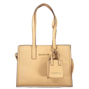 Beige Polyurethane Women Handbag