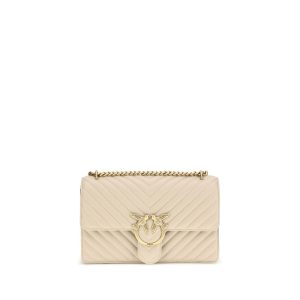 Beige Calf Leather Bos Taurus Shoulder Bag