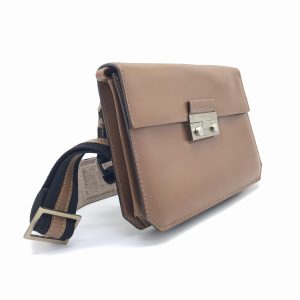 Brown Leather Handbag With Metal Clasp