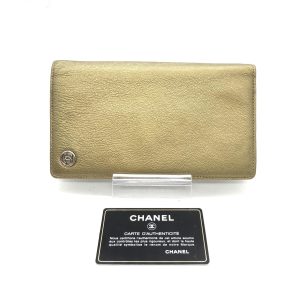 Gold Tone Caviar Leather Bifold Wallet