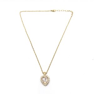 Gold Tone Pendant Necklace With Heart Design