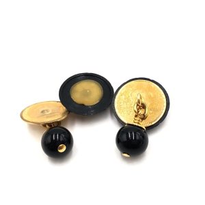 Matelasse Coco Mark Black Plastic Cufflinks