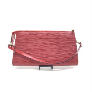 Red Leather Pochette Accessory Bag