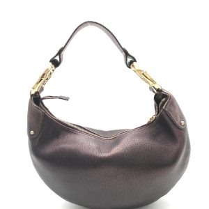 Metallic Leather Bamboo Ring Hobo Bag