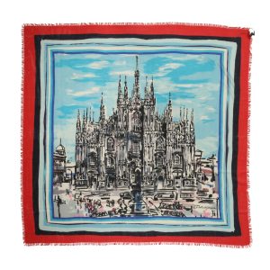 Multicolor Milano Print Cashmere 134cm x 130cm Men Scarf