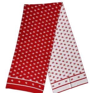 Red White Logo Print Foulard 201cm x 40.5cm  Men Scarf