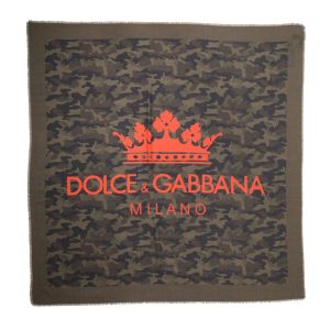 Green Camouflage Logo Cashmere 138cm x 137cm Men Scarf
