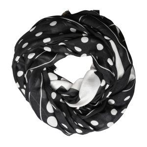 Black White Polka Dot Logo Stole Wrap 188cm x 116cm Scarf