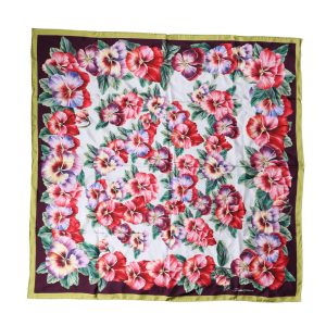 Multicolor Floral Silk Square Foulard 89cm x 87cm Scarf