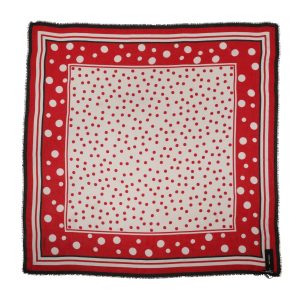 Red Polka Dot Print Square Stole 137cm x 134.5cm  Scarf