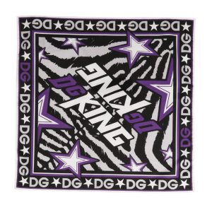 Black Purple DG King Cotton Foulard 51cm x 49.5cm Scarf