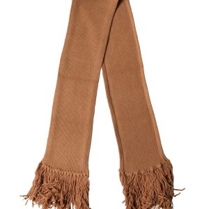 Brown Viscose Knitted Neck Wrap Fringes 266cm x20cm Scarf