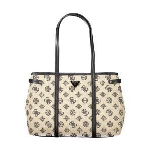 Beige Cotton Women Handbag