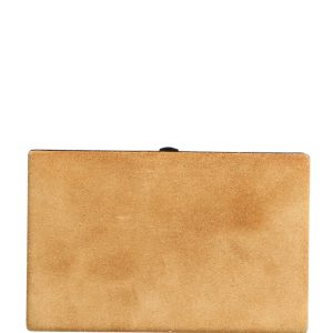 Beige Velvet Calf Leather Clutch Evening Women Purse Bag