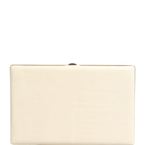 White Lambskin Leather Clutch Evening Women Purse Bag