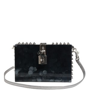 Black Acrylic Plexiglass Studded DOLCE BOX Clutch Bag