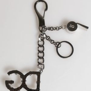 Silver Brass Metal DG Logo Crystal Ring Keyring Keychain