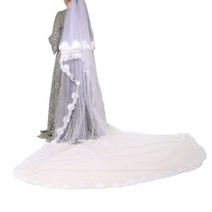 White Floral LaceNylon Floor Length 3M Long Veil
