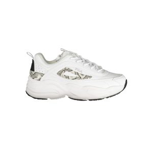 White Polyurethane Women Sneaker