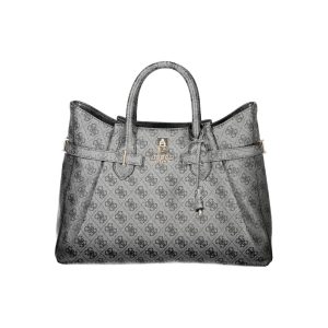 Black Polyurethane Women Handbag