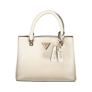 Beige Polyurethane Women Handbag