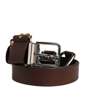 Men Brown Classic Leather Metal Buckle Belt