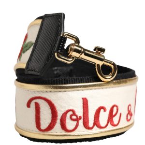 White Gold Logo Print Brass Bag Accessory Shoulder Strap