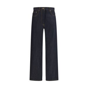 Blue Cotton Straight-Leg Jeans