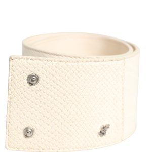 Off White Waxed Cotton Wide Fashion Waistband Belt