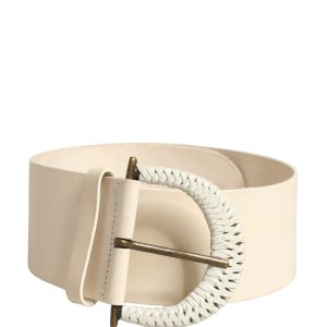Off White Leather Waist Women Cintura Buckle Belt