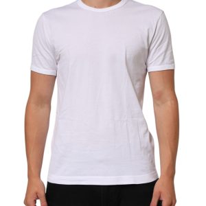 White Cotton Crew Neck Short Sleeves T-shirt