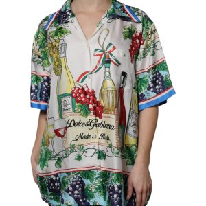 Multicolor Short Sleeve Silk Food Shirt Top